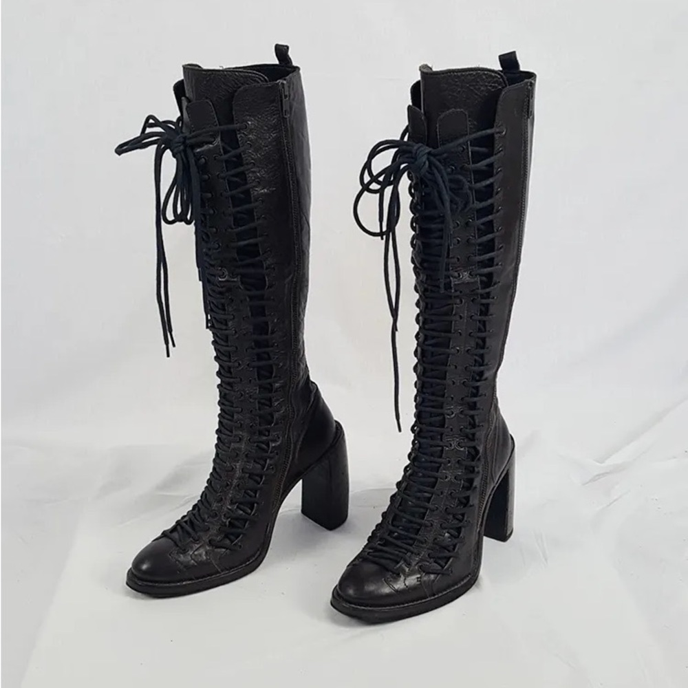 ann demeulemeester triple lace boots